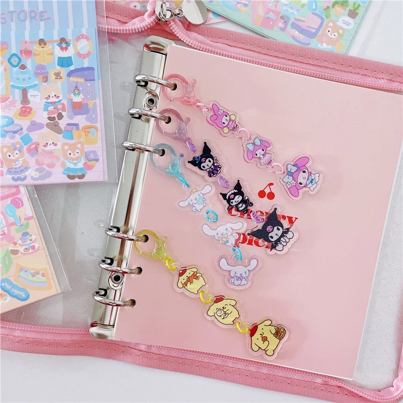 Cute Cartoon Keychain String Key Ring Chain Handbook Photo Album Backpack Pendant Girl Key Holder Kids Gift Korean Stationery