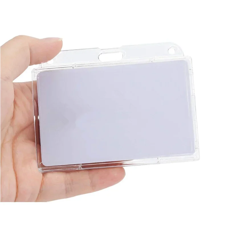 1pc Transparent Double Cards Slots ID Tag Badge Holder with Badge Reel 2 Cards Storage Organizer Employee Pass Work Card Case