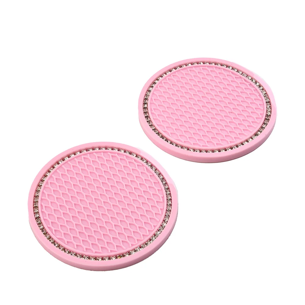 for durable High Quality Practical Useful Vehicle Cup Holder Mat Interior Coasters Pink 2pcs Set 7cm Dia  for