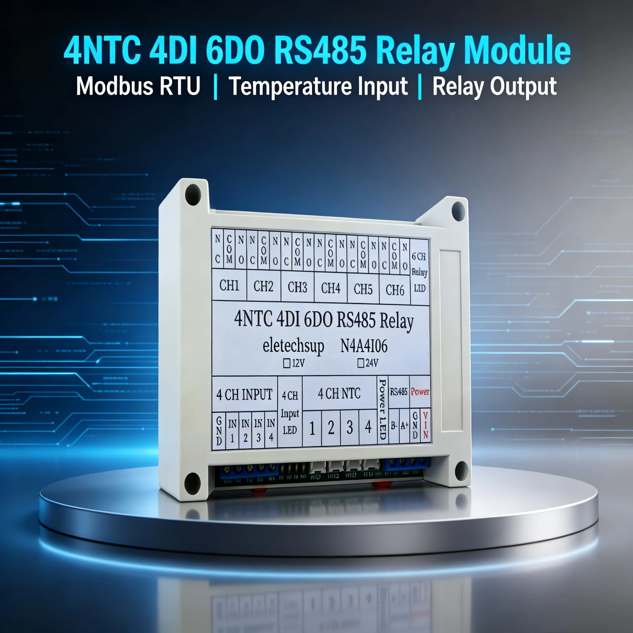 14CH PLC IO Module - Remote Expander for Industrial Automation with Modbus RTU 4AI 4DI 6DO RS485 NTC Temperature Collector