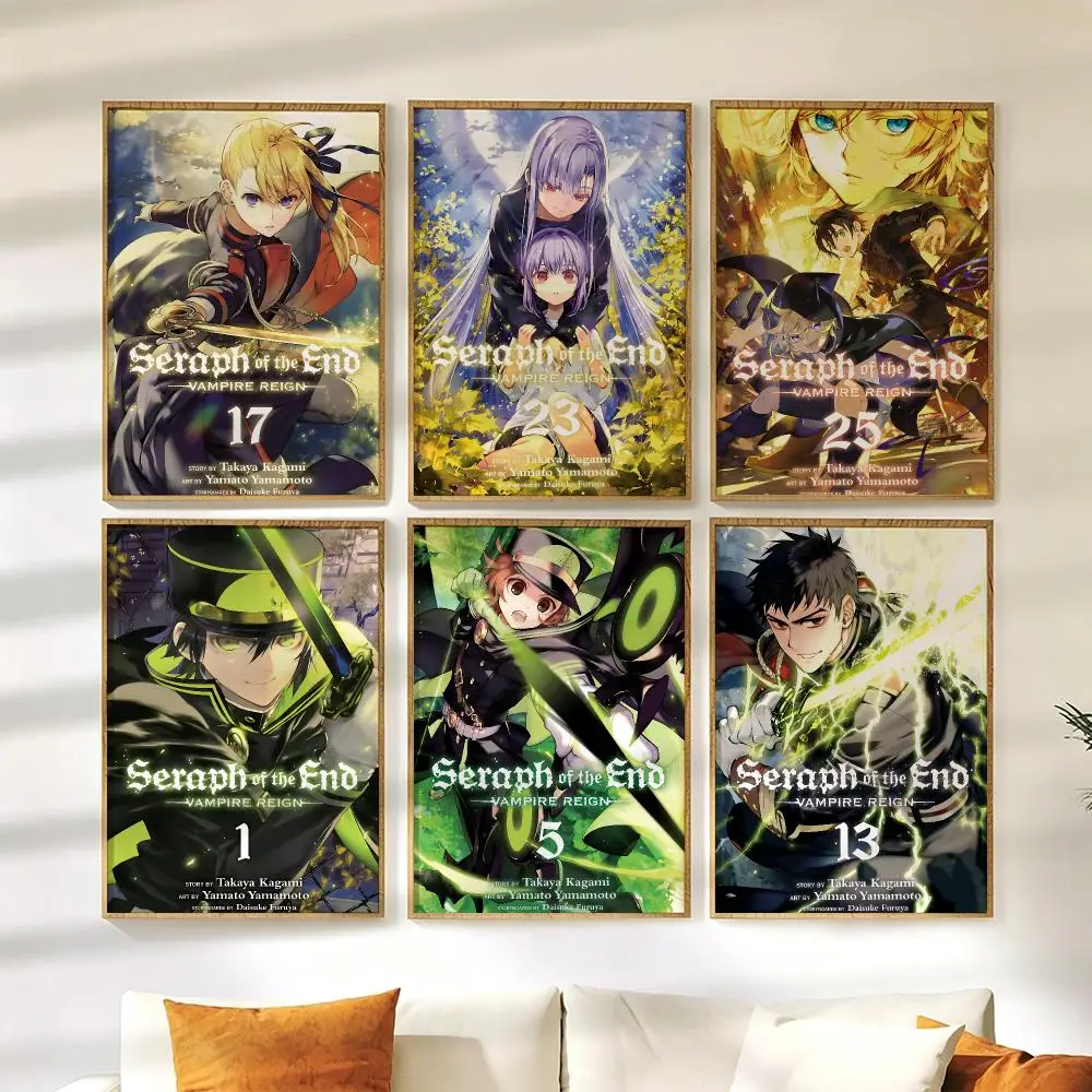 S-Seraph of the End Poster Wall Stickers HD Painting Self Adhesive Art Decals for Bedroom Living Room Home Decor
