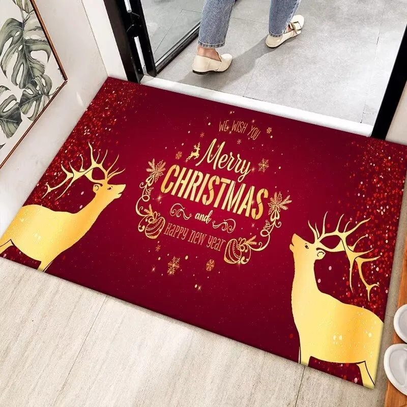 Colorful Xmas Friends Design Washable Floor Mat Decorative Door Rug Perfect For Indoor Outdoor Entryway Welcome Accent