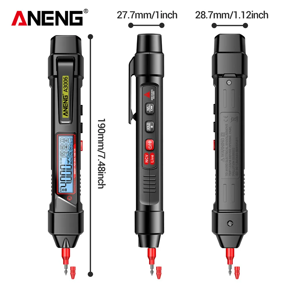 ANENG A3006 4000 Counts Pen Type Multimeter Measure AC/DC voltage Detachable pen tip Test Zero Fire Line high precision Tools