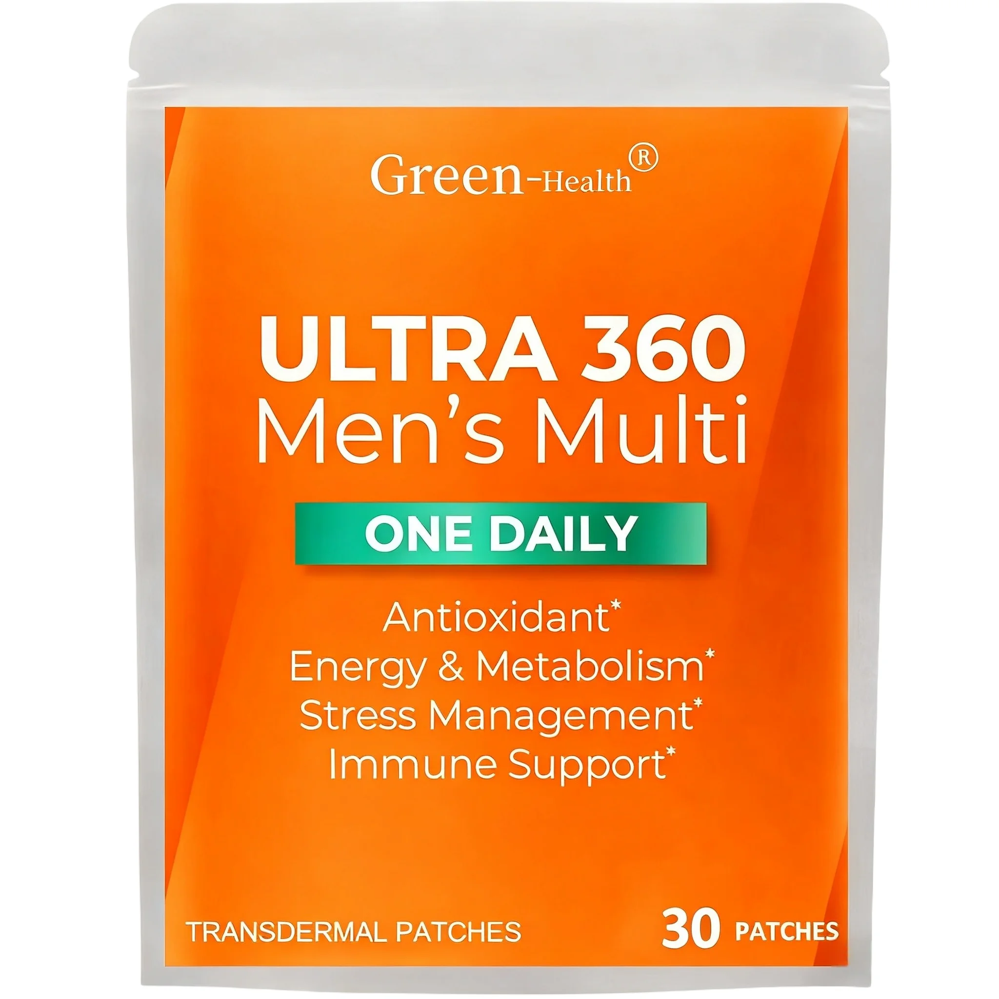 

30 пластырей Ultra 360 мультивитаминных трансмиссиональных пластырей для мужчин с витамином А, С, Д, Е и цинком для поддержки энергии и иммунитета