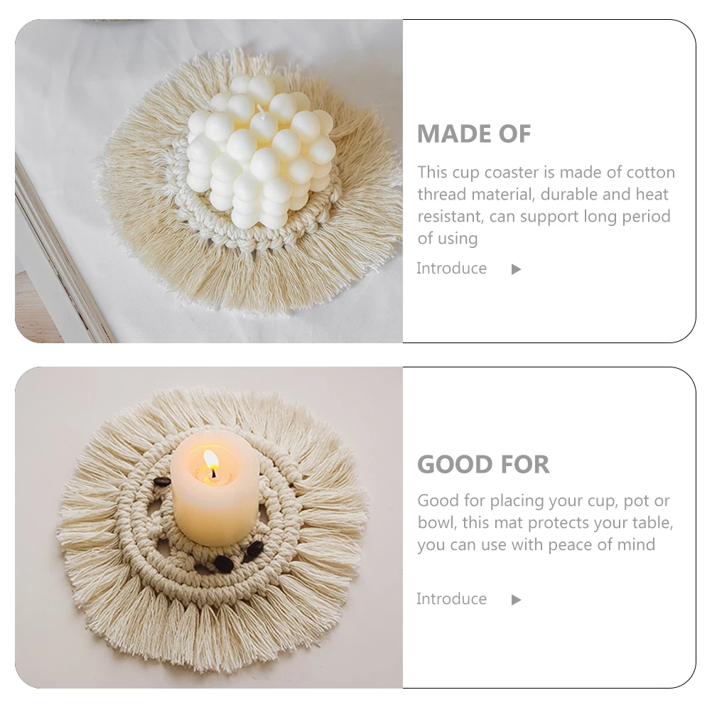 

Nordic Style Cotton Thread Heat Resistant Weaving Pot Mat Coffee Cup Coaster Table Cup Mat Lightweight Compact Design