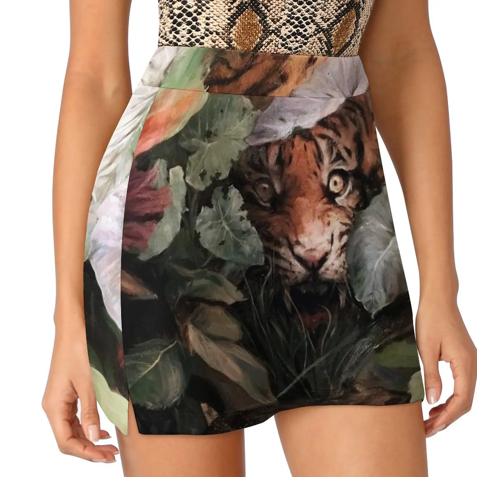 

Guillermo Lorca Garcia - Tiger in Forest Light Proof Trouser Skirt Skirt for girls japanese fashion