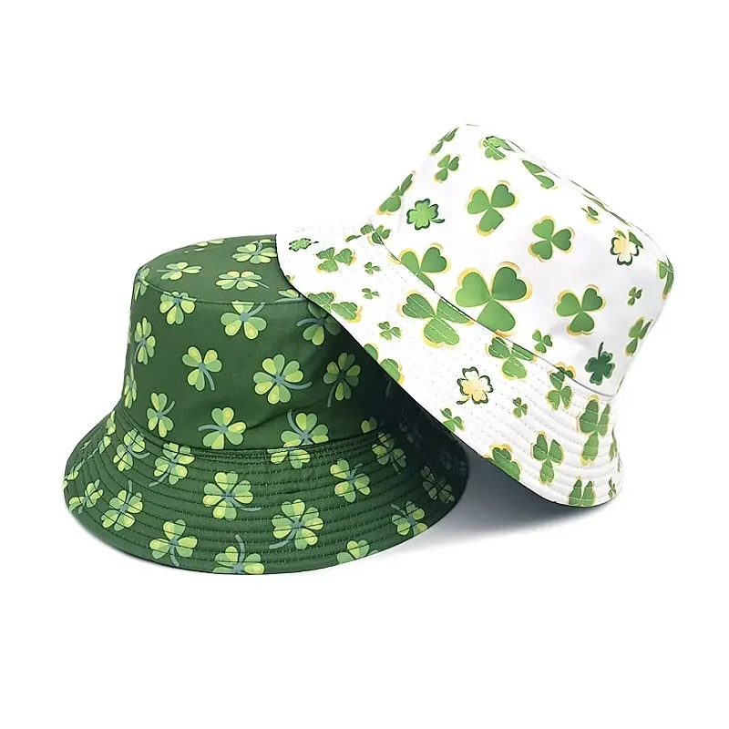 Four Seasons Cotton Cartoon Grass Print Bucket Hat Fisherman Hat Outdoor Travel Sun Cap for Men and Women 213