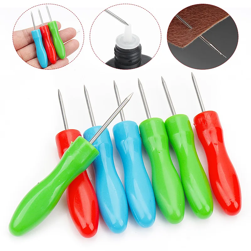 Colorful Plastic Handle Mini Pick Needle Awl for Eyelash Glue Bottle Plug Caps Opener