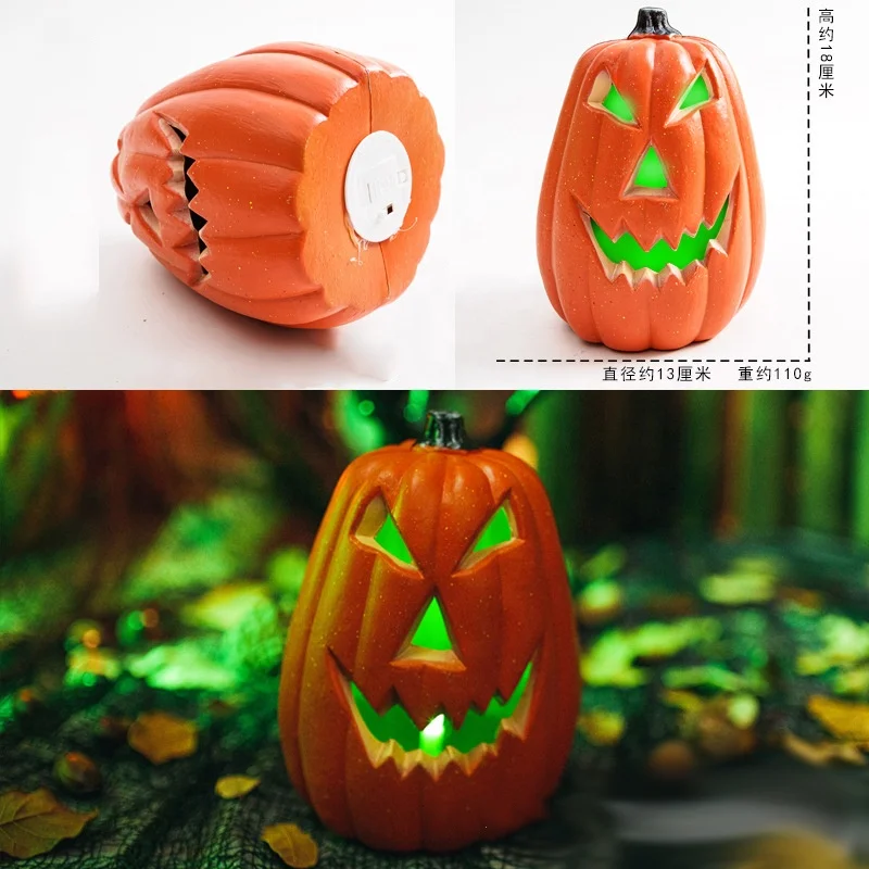 Plastic Ornamenten Lantaarn Outdoor Decoratie Rekwisieten Pompoen Licht Op Halloween Skelet Pompoenen Led Lights Halloween Decoraties