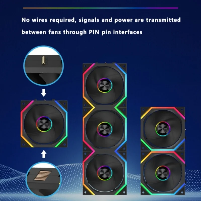 ICE Whale WX-3 Wireless Splicing Fan ARGB Air-Cooled Cooling Accessories 1600RPM 12CM Chassis Fan image 6