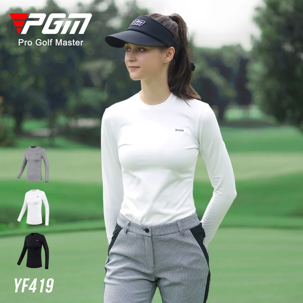 

PGM Golf Apparel Women's Underlay Autumn/Winter Round Neck Long sleeved T-shirt Warm Women's Brushed Lining