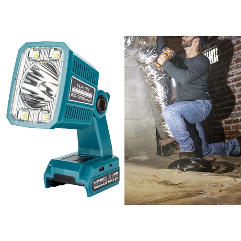 Outdoor Lamp 14.4-20V Li-Ion Battery 18W Flashlight LED Flood Light Wireless Job Site Lamp For Night Fishing