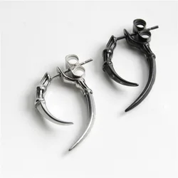 1pc Retro Stud Earrings for Women Men Animal Paw Horn Stainless Steel Ear Piercing Black Silver Color Gothic Punk Cool Jewelry