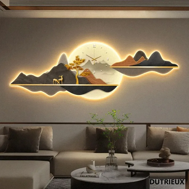Luminous Luxury Clock Wall Modern Aesthetic Chinese Style Creative Wall Watch Chinese Style Minimalist Wanduhr Home Decoration