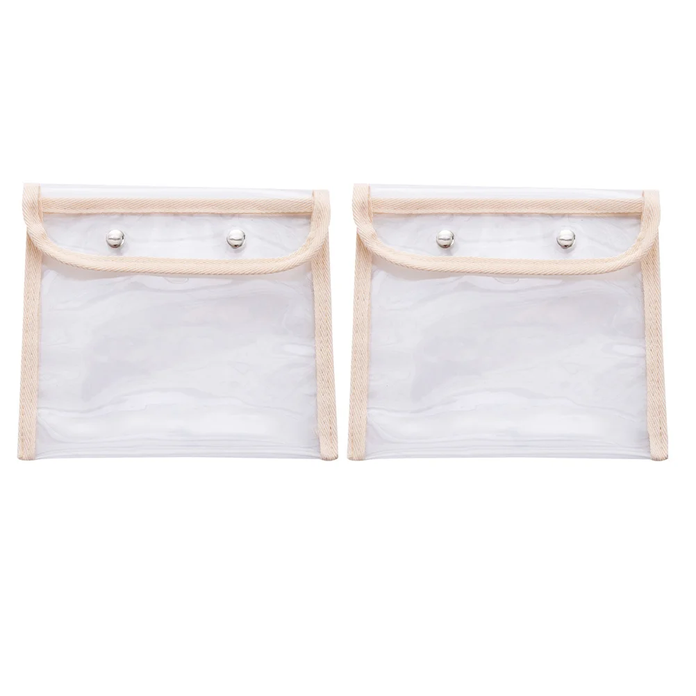 

2Pcs Portable Pencil Bag Large Capacity PVC Pen Organizer Button Closure Storage Case for School Stationery Makeup Brush Holder