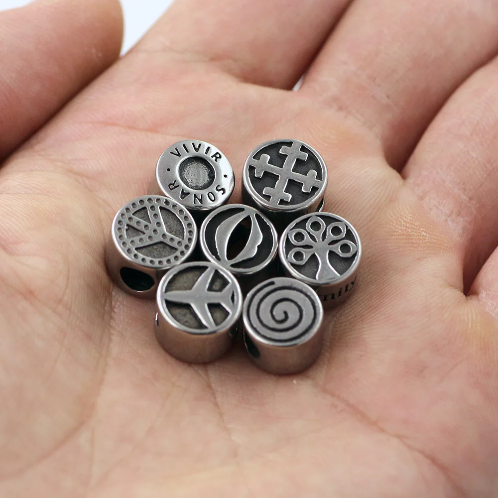 4pcs Stainless Steel Vintage Lip Bead Fit Original Charm Big Hole Tree of Life Peace Bracelet Necklace DIY Jewelry Making