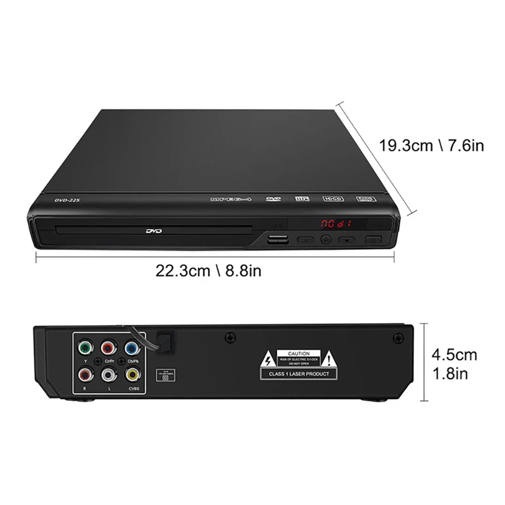 Home DVD Player for TV Video CD VCD U Disk MP3 Multi Region with Remote Control AV Cable 5.1 Channel USB Multimedia