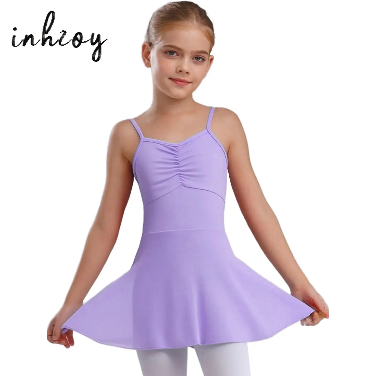 

Girls Professional Ballet Dress Front Ruched Sleeveless Backless Tulle Dance Dress for Warm-Up Ballet Practice Performance Dress