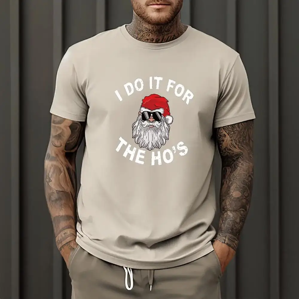 Summer Christmas Print Santa Claus T-Shirt For Men Casual Fashion Short Sleeved T-Shirts Oversized Men Clothes Top 2025 New Year