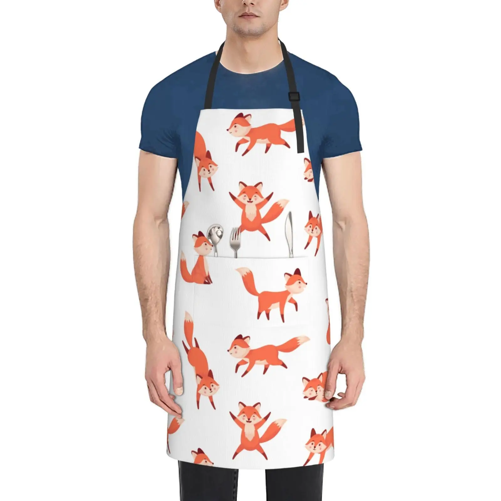 

Fox Aprons for Women with Pockets Chef Apron Adjustable Neck Strap Kitchen Apron Waterproof Cooking Apron for Painting