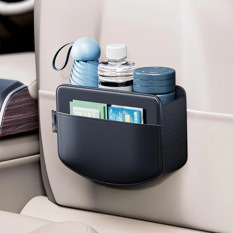 Car Door Trash Bin Leather Interior Door Panel Storage Box Auto Garbage Bag Seat Back Cup Holder Card Pocket Storage Accessories