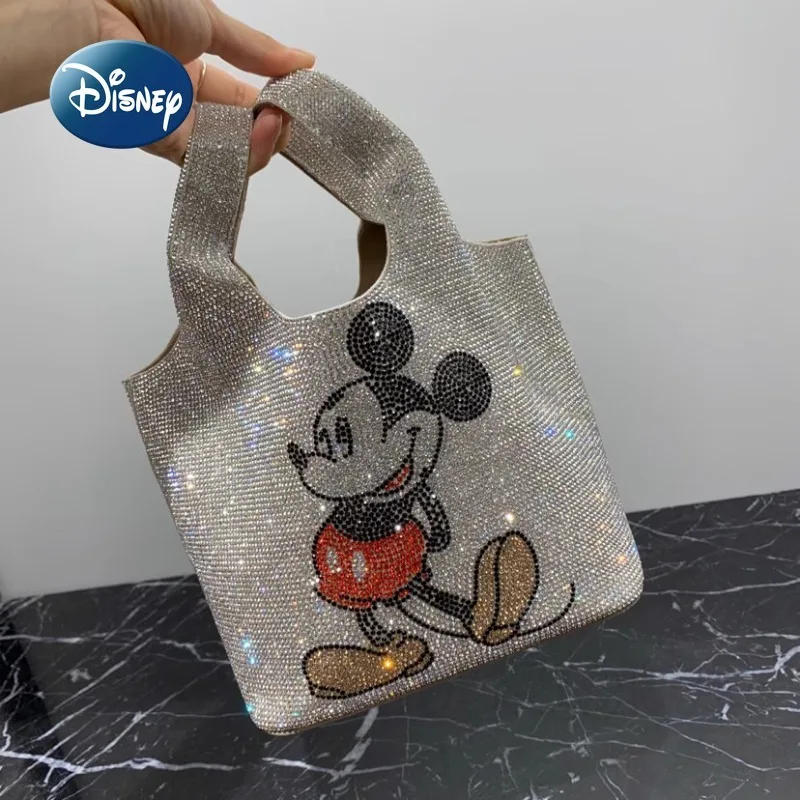 Disney Mickey\'s New Women\'s Bag Luxury Brand Fashion Women\'s Handbag Diamond-encrusted High-quality Large-capacity Bucket Bag