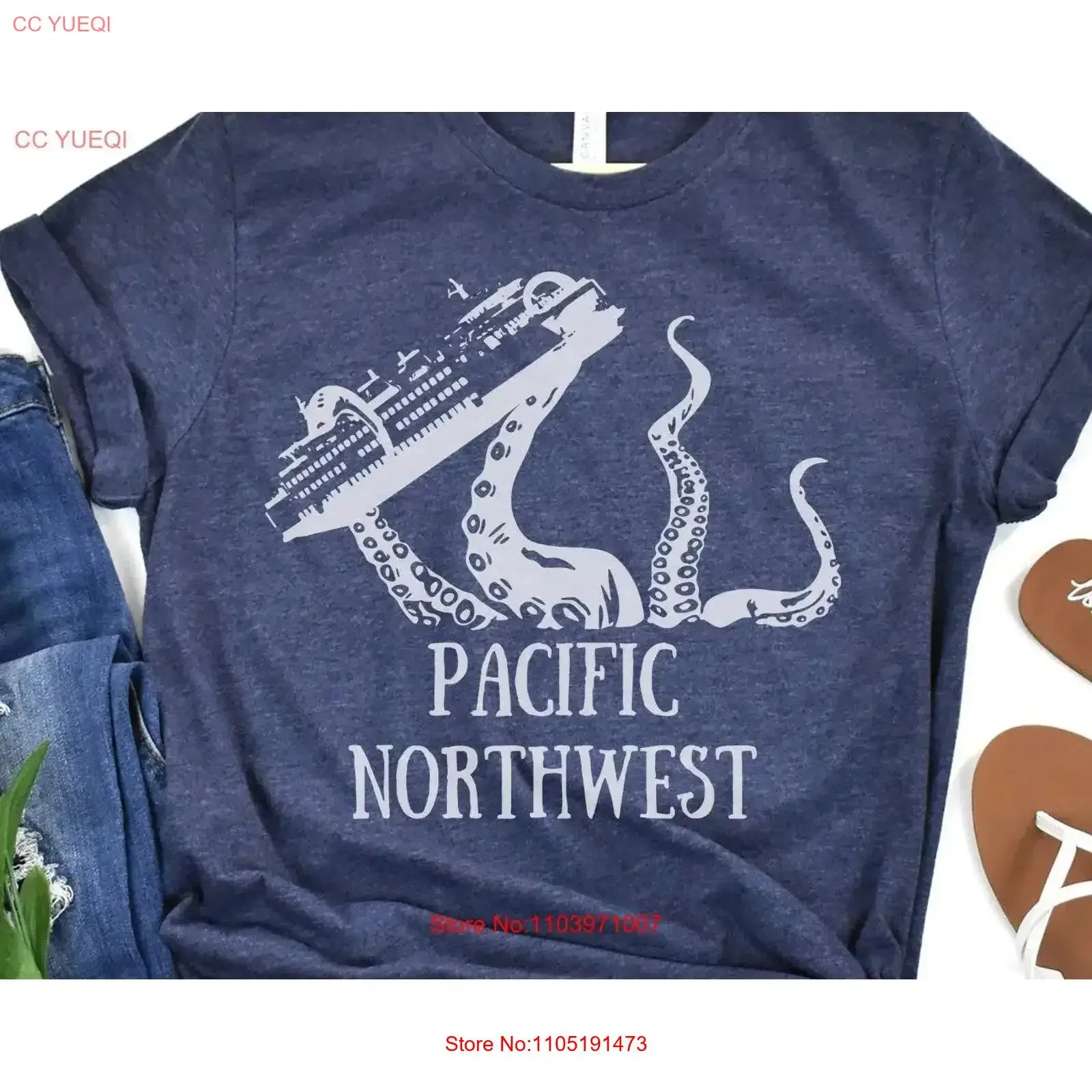 Pacific Northwest Kraken T shirt Washington State Ferries Ferry WA for Him Her Local tee vintage Washed Stretched Breathable