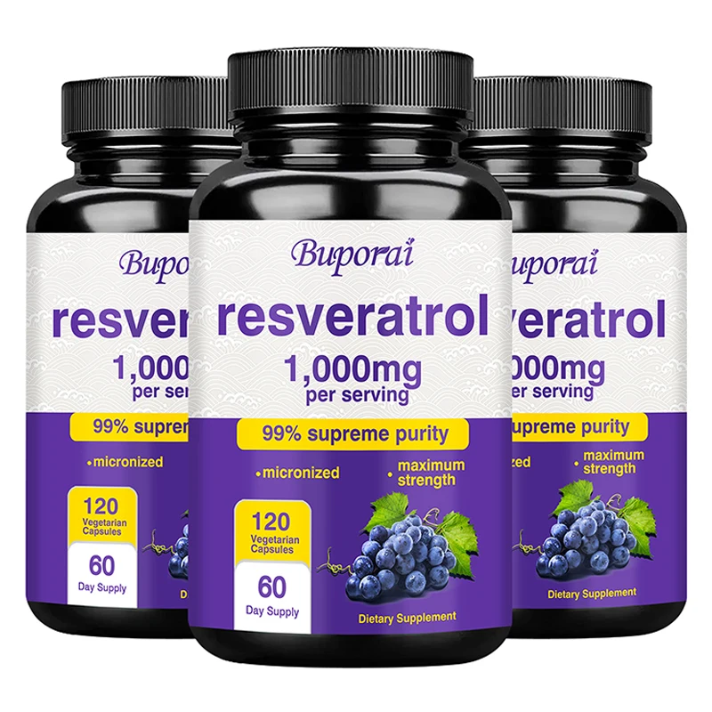 

Resveratrol Extract Capsules - Benefits Immunity, Antioxidants, Cardiovascular Health, Promotes Smooth Skin