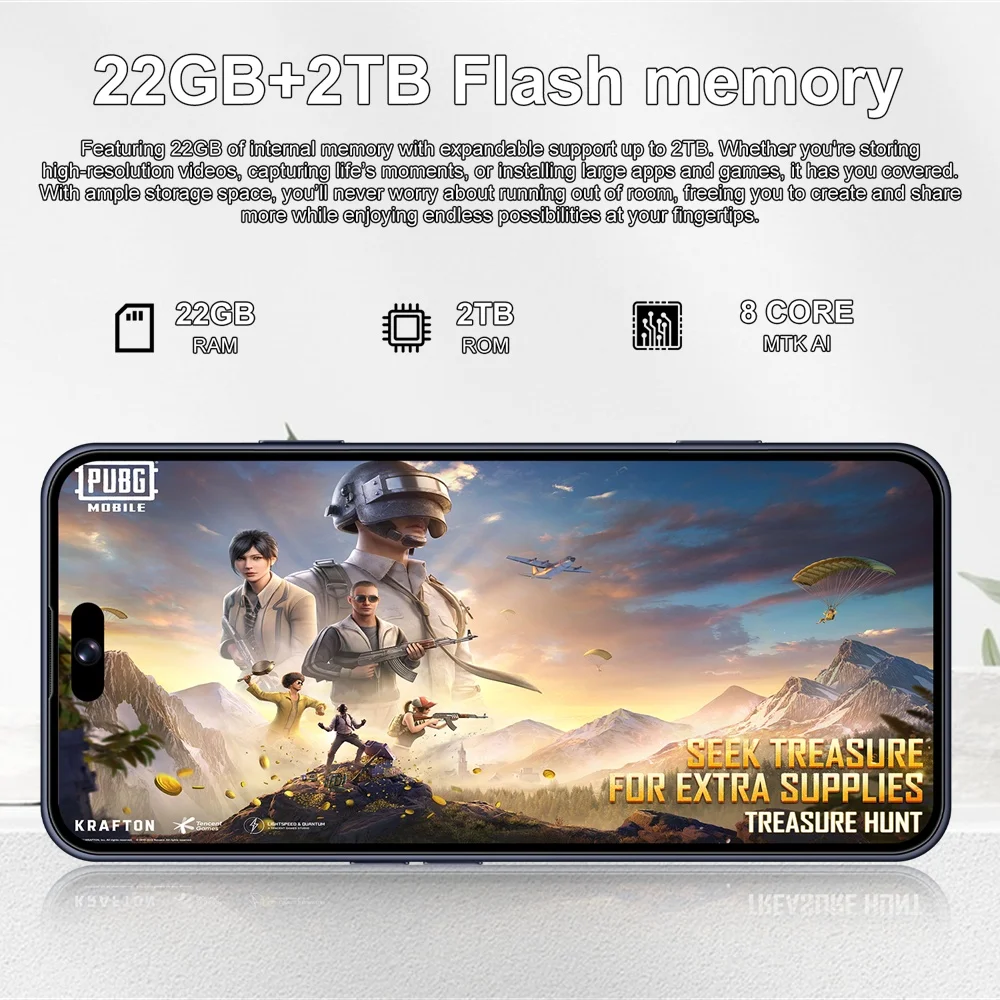 K-Touch Smartphone für 17 Pro Max 7,3 Zoll Vollbild-Handy 22G+2TB Mobiltelefon 16+48MP 5G Dual-SIM 7800mAh Akku Face ID Entsperrt Android 15 Handys – Detail 10