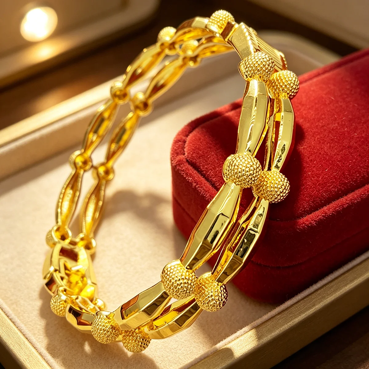Dubai Gold Plated Hard Bracelets Bangles For Women Indian African Ethiopian Arabic Charm Hand Jewelry Wedding Gifts