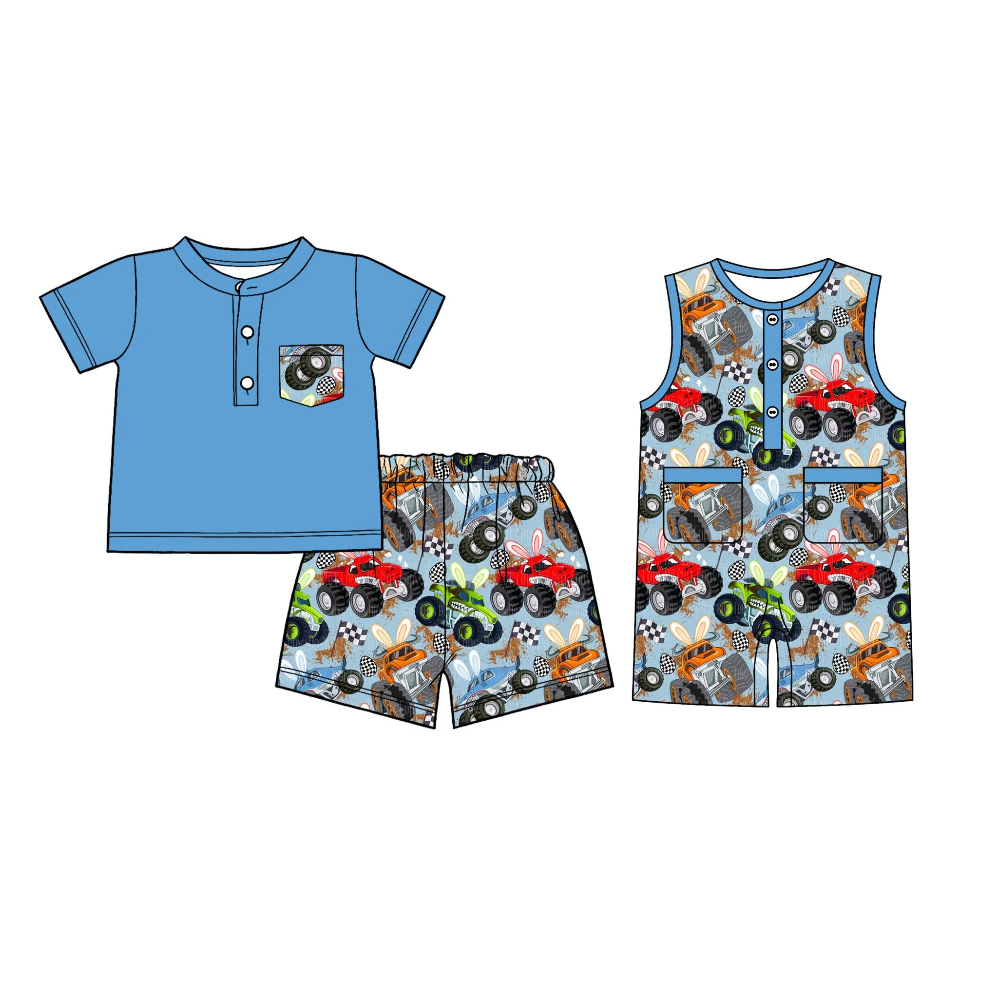Kids Clothing Wholesale Easter Truck Baby Boy Shorts Set Cute Pajama Outfit Children Boutique Clothes view 5