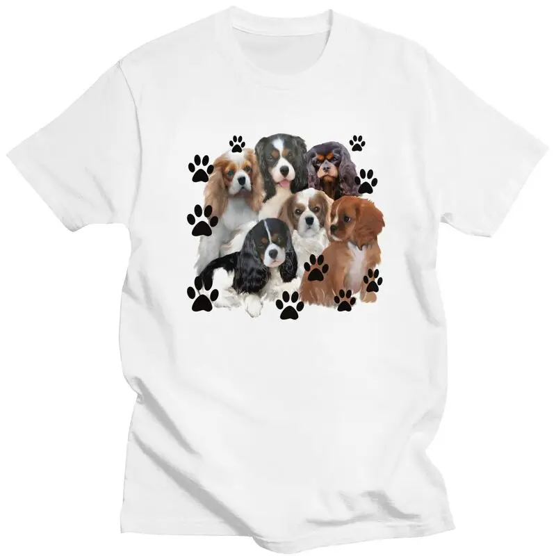 Custom Mens Cavalier King Charles Spaniel T Shirts Short-Sleeve Cotton Tshirt Classic T-shirt Casual Tees Slim Fit Clothing