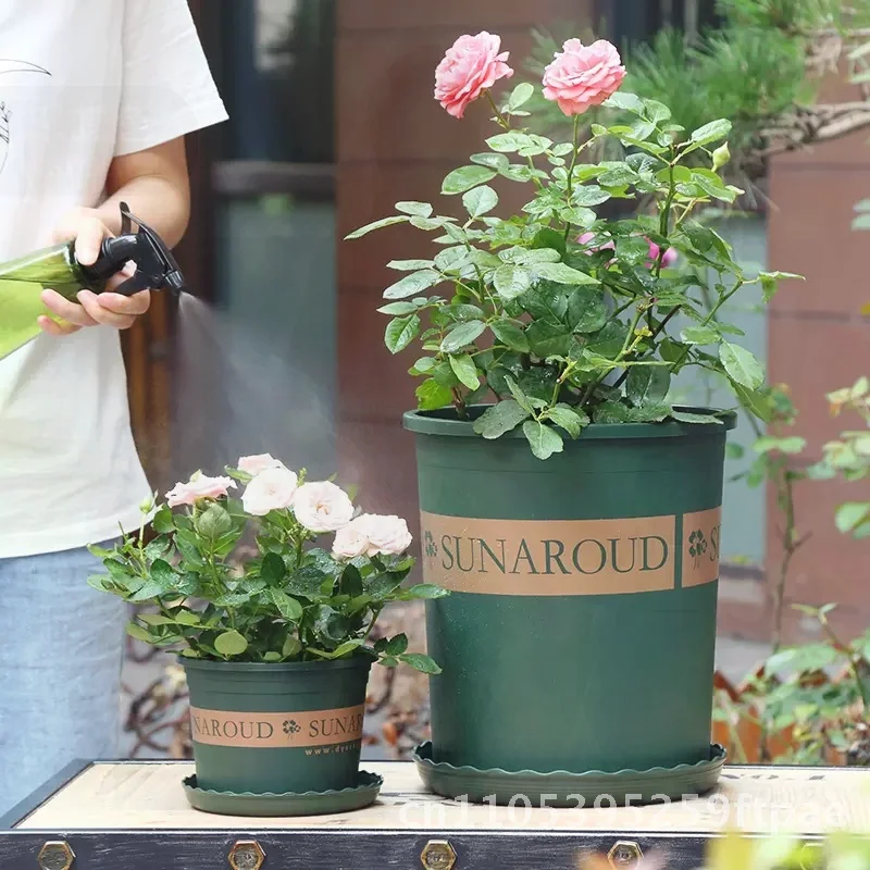 Second Generation Chunky Flower Pot - Large Caliber Gallon Size Durable Resin Green Rose Fleshy Thickened Potted Plant Container