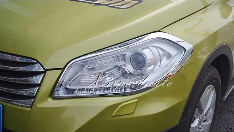 

For Suzuki - S-Cross 2014-16 Front Head Light lamp Around Cover Trim 2pcs Chromed Car Styling