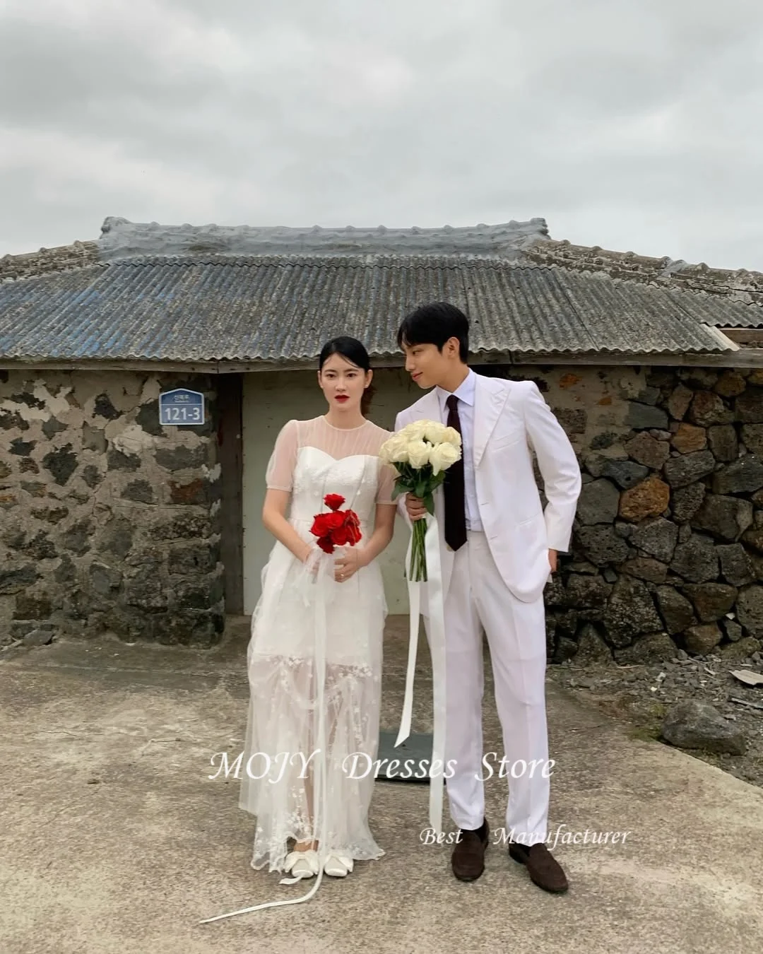 Mojy Ivory ชุดแต่งงาน Lace LACE-up A-Line ชั้น CUSTOM Made ง่ายถ่ายภาพเจ้าสาว Gowns PLUS ขนาดความยาวชั้น