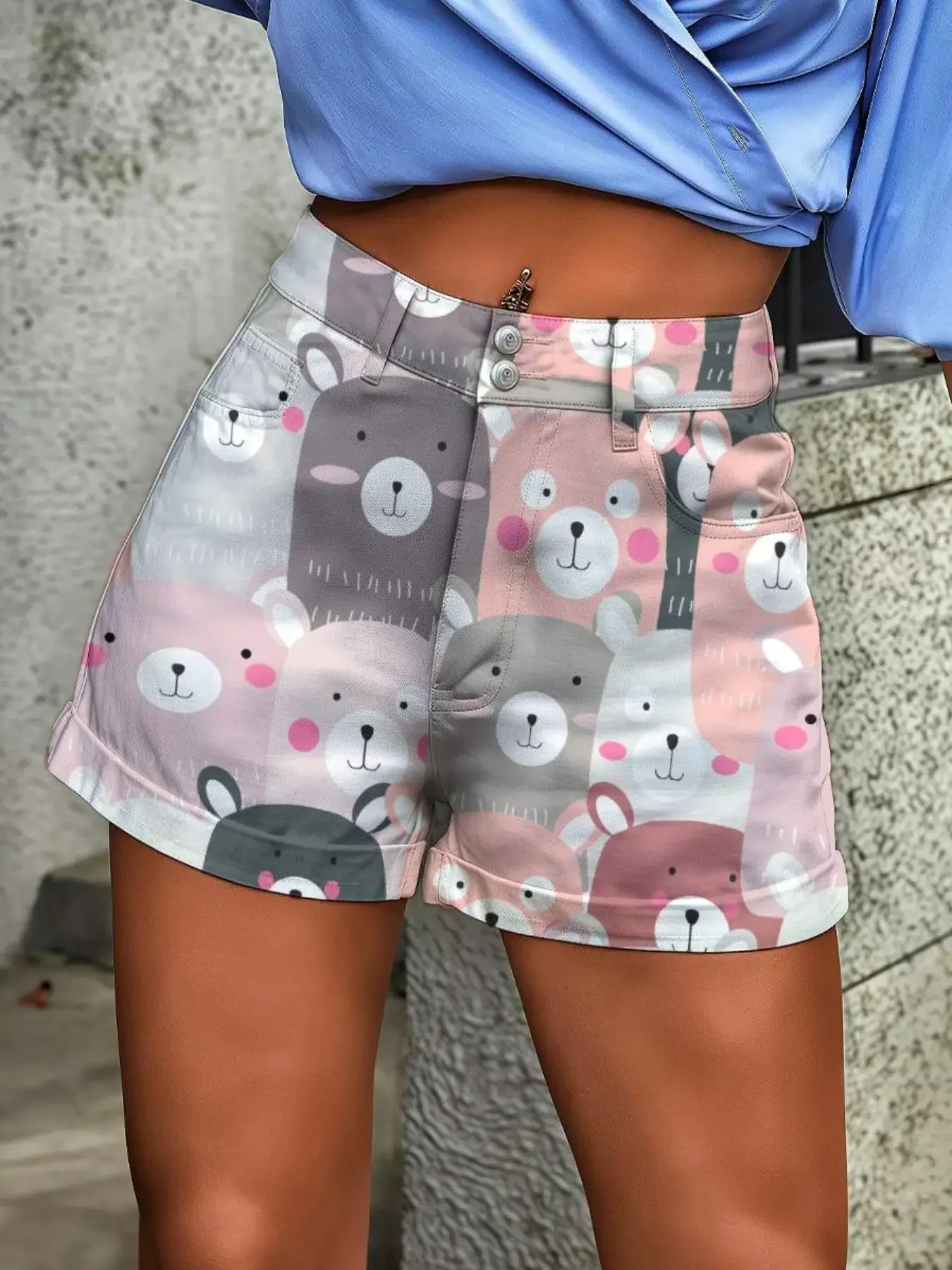 Women's Retro Denim Shorts - High Waist Loose Short, Comfortable denim clothing  (Machine Washable).