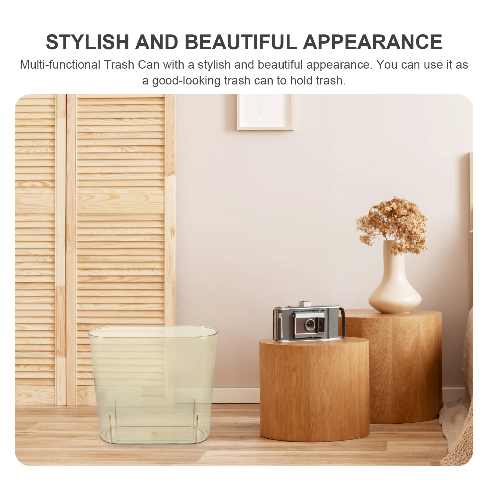 

1pc Clear Pet Can Slim Household Waste Bin For Bathroom Kitchen Bedroom Office Clear Wastebasket Plastic Garbage Container