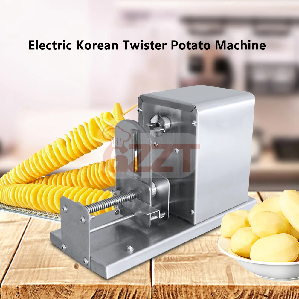 GZZT TPM Electric Potato Tower Maker Korean Twister Potato Machine Tornado Potato Cutter Slicer Rotary Microtome 110V-220V