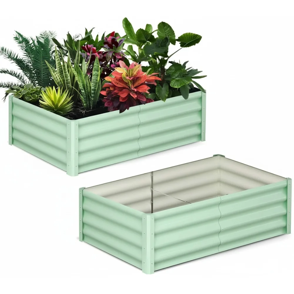 

Galvanized Raised Garden Bed 6x3 ft Metal Planter Box with Safety Edge for Vegetables Flowers Herbs Outdoor