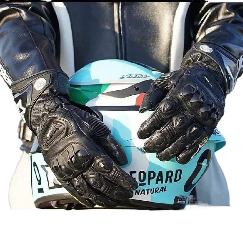 

GP PRO Racing Motorcycle Gloves Black Leather Motocross Gloves Guantes Moto Hard Knuckle Touchscreen Glove for Dirt Bike Moto