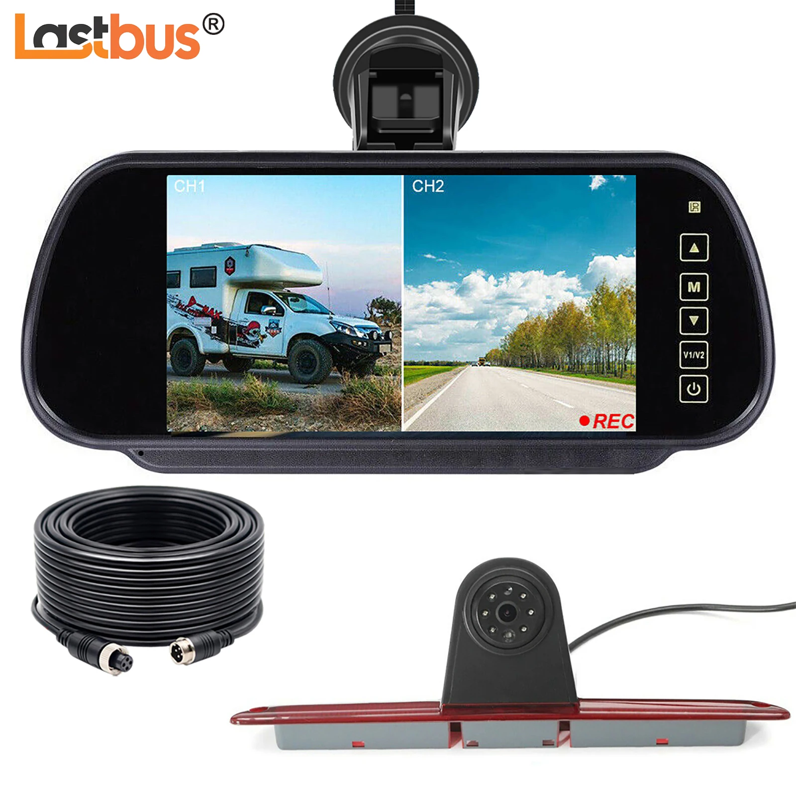 

Lastbus 7 " AHD Dual Split Dual Screen Rear View Monitor DVR With AHD 1080P 4PIN Backup Cameras For Benz Sprinter & VW Crafter