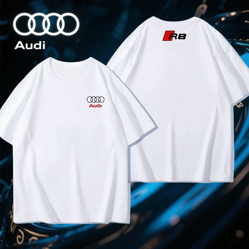 

Audi R8 Sports Car Peripheral Joint T-shirt AUDI Car Brand Printed T-shirt for Car Enthusiasts Unisex Casual Short Sleeved