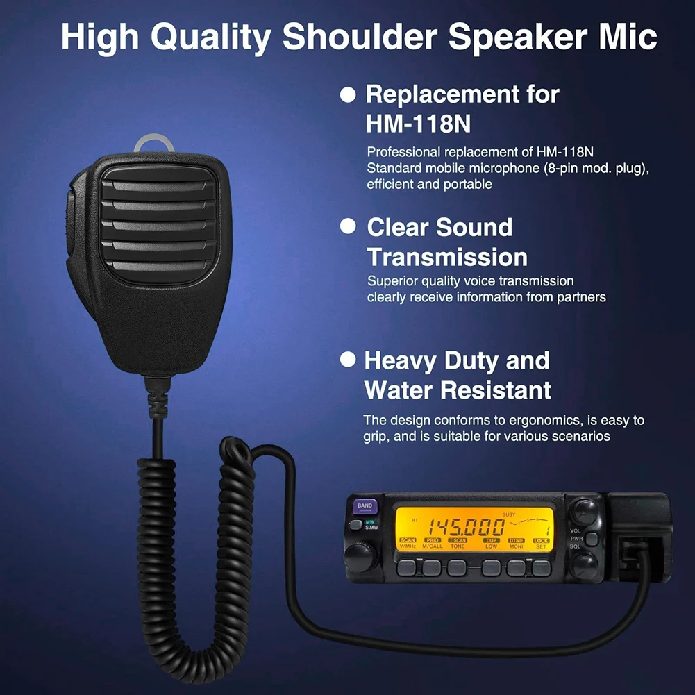 HM-118N Speaker Mic HM-118 8 Pin Microphone For ICOM IC-207H IC-208H Radio For Test Measurement Tool Accessory