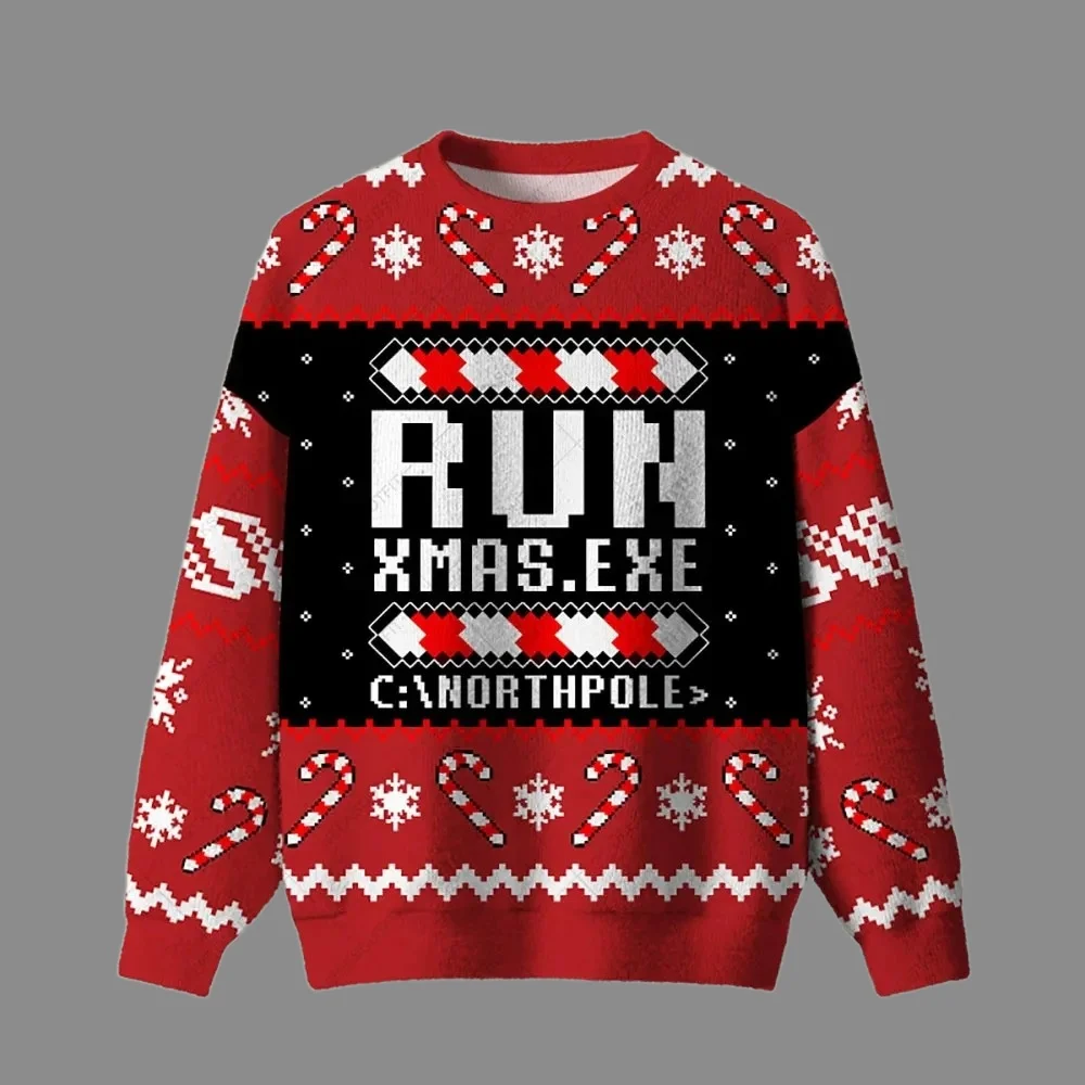 3D Print Gingerbread Man Graphic Sweatshirts Funny Santa Claus Ugly Christmas Sweater Unisex Xmas 2026 Pullover Casual Clothing