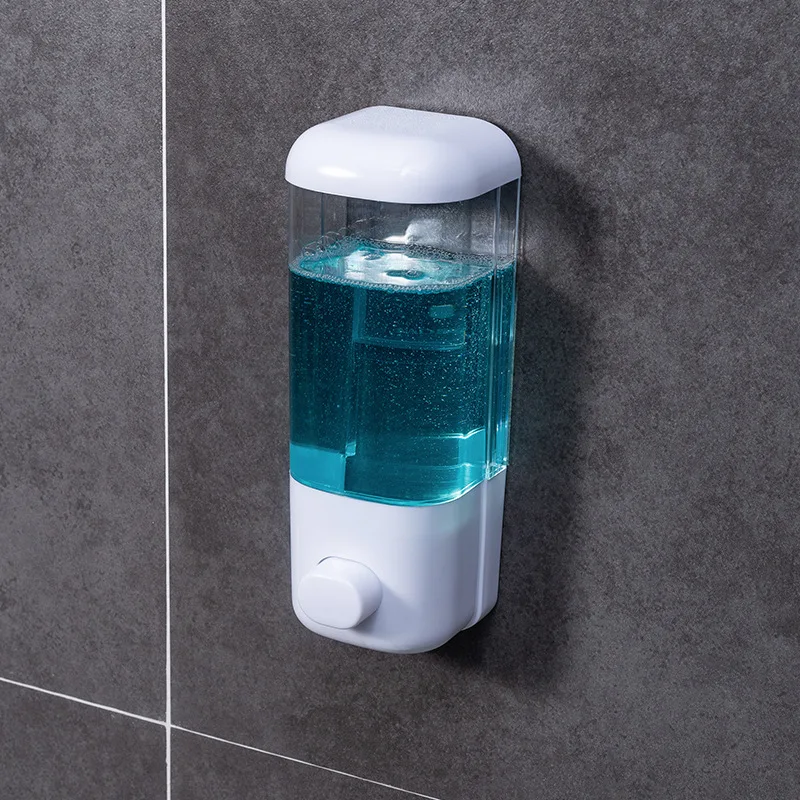 Hotel Bathroom Non-Perforated Manual Soap Dispenser Wall-Mounted Seamless Paste Disinfectant Bottle Transparent Multi-Liquid Soa