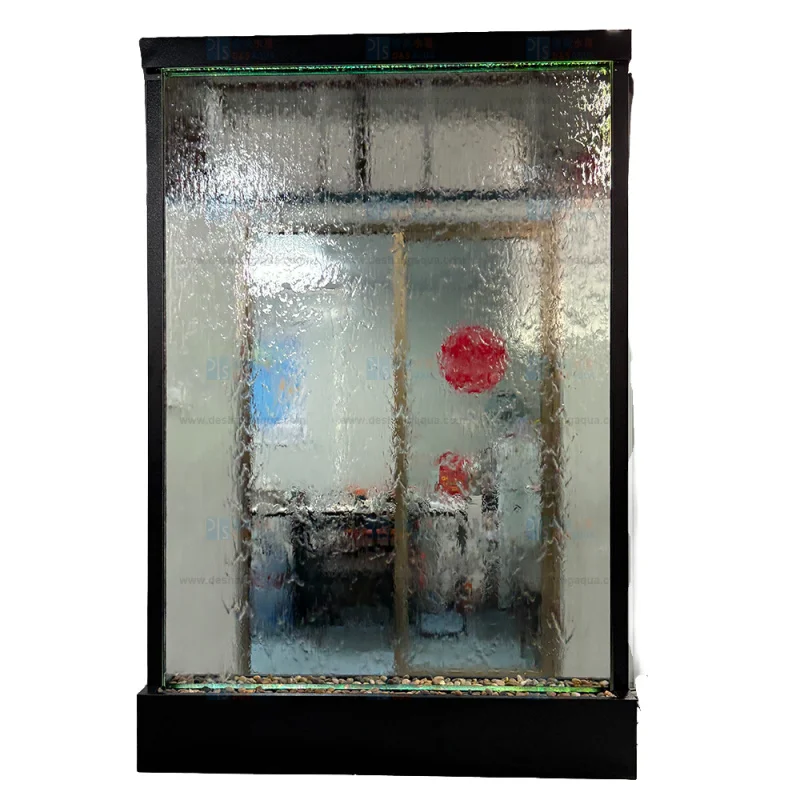 custom.Durable Stainless Steel Powder Coated Metal Glass Waterwall Indoor-Outdoor Home Decor Feng Shui Screen Room Divider Folda