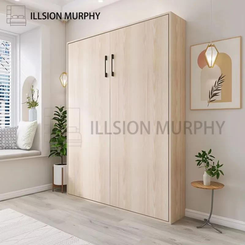 Smart Saving Space Standard Vertical Tilting Whole Hidden Murphy Wall Bed With Cabinet Particle Board Or Plywood Material