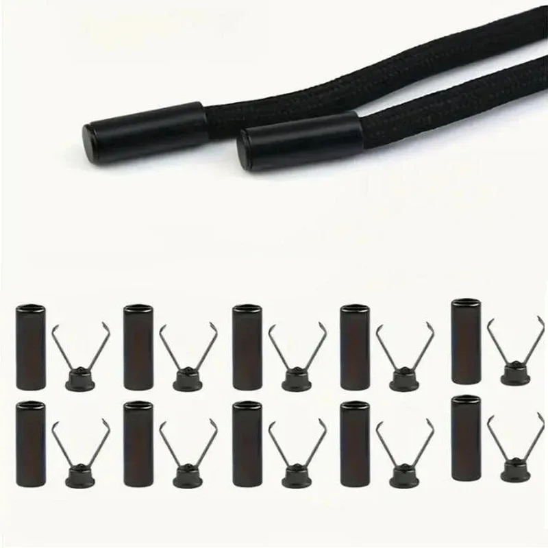 10pcs Heavy Duty Cord Locks Adjustable Metal Clips Secure Fastening for Shoelaces Bags Hoodies DIY Crafts Organizing Cables