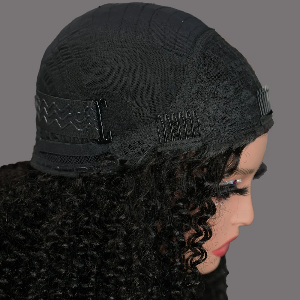 200% نصف الباروكات شعر الإنسان الأفرو غريب مجعد عقال شعر مستعار ترقية 3 في 1 نصف شعر مستعار مع الرباط سلس كليب Ins الوجه على شعر مستعار