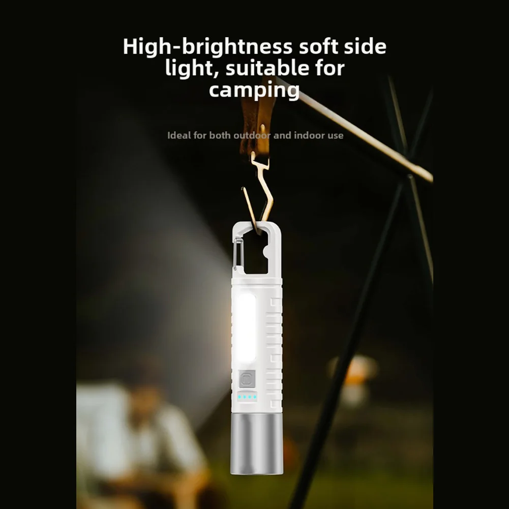 Portable Waterproof Flashlight 300 Lumens with USB C Charging Adjustable Brightness Four Levels for Outdoor and Table Use
